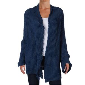 Free People Sapphire I’ll Be Around Cardigan Silk & Cotton Blend with Fringe SM